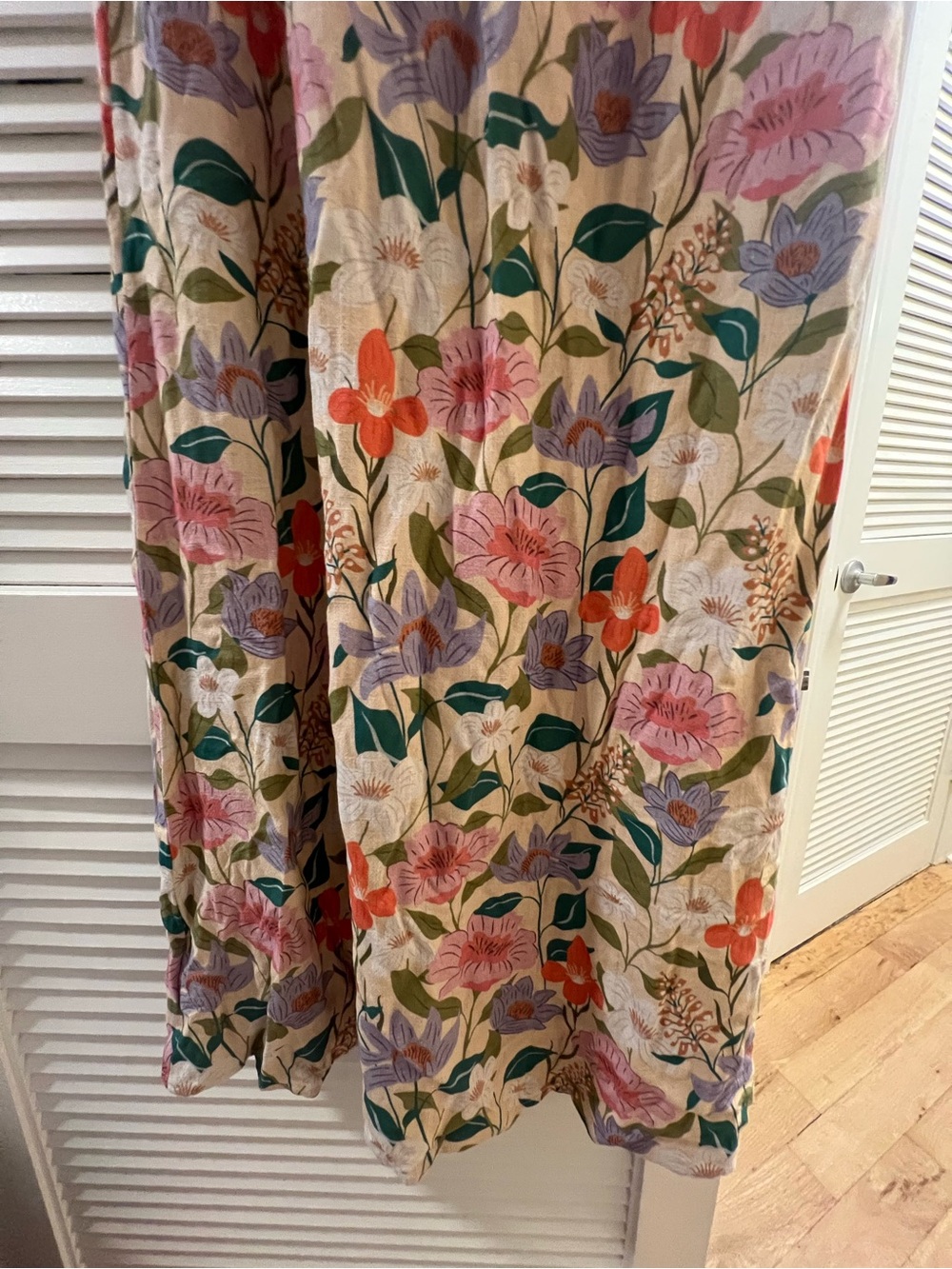 Petal & Pup Beige Floral Button-Front Dress with Pink, Purple & Green Blooms - Picture 6 of 6